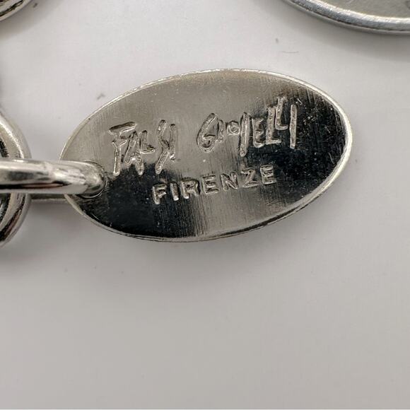 FIRENZE Falsi Gioielli Charm Bracelet Coin Money Transit Token Silver tone Italy - Picture 2 of 15